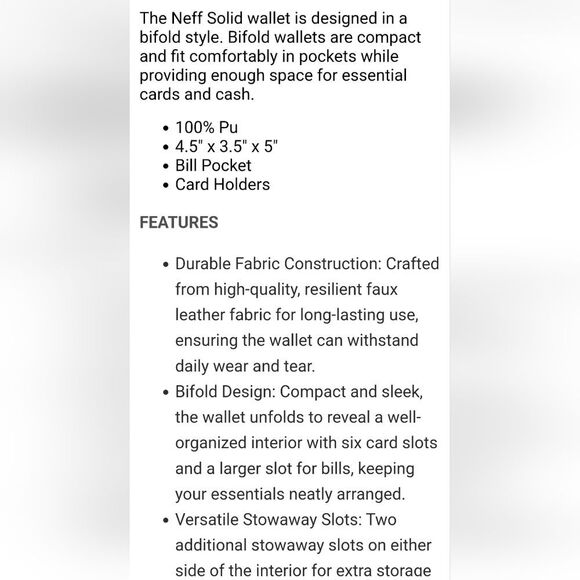 Neff Buckle Down Bilfold Wallet - Picture 5 of 6